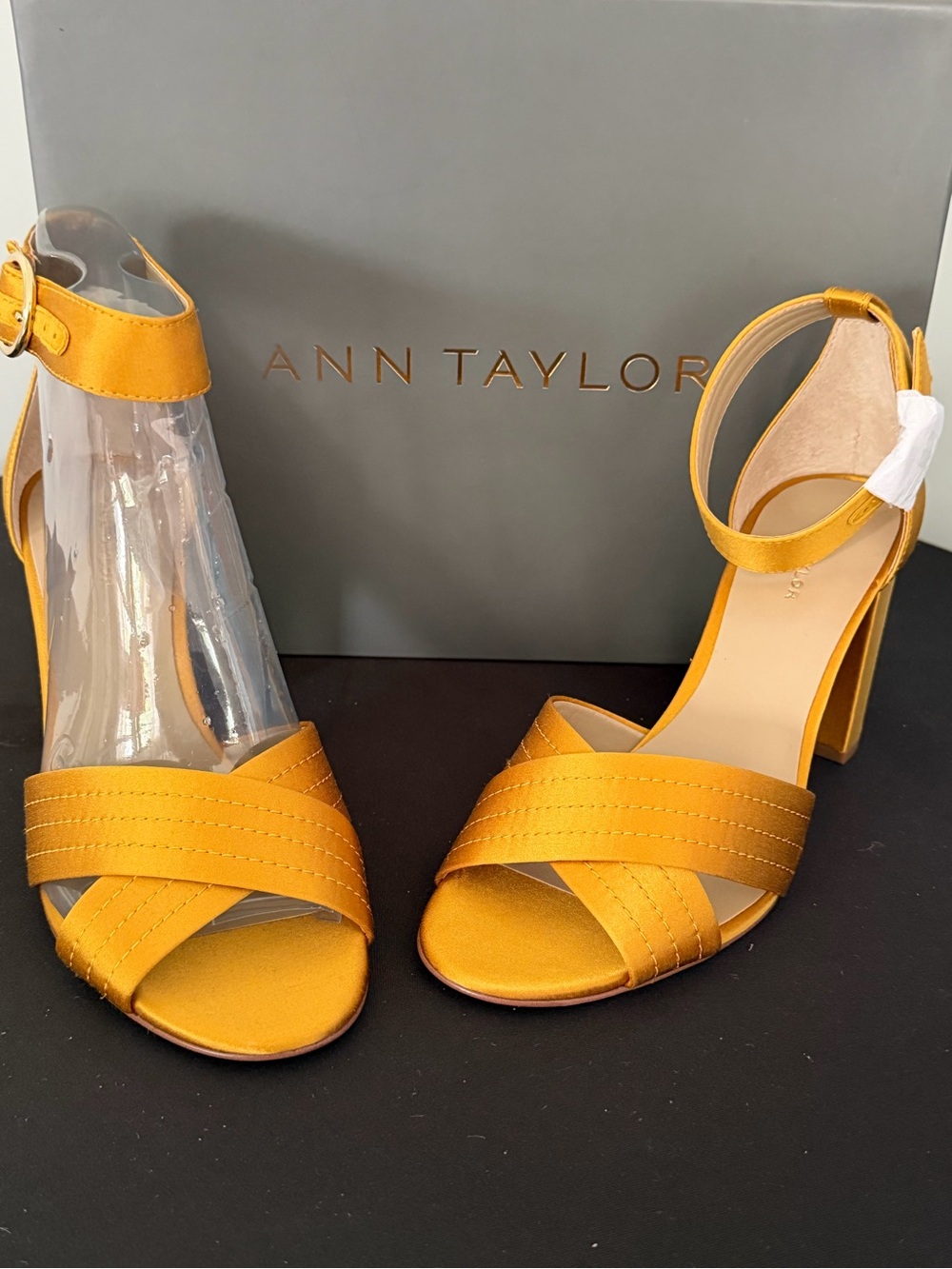 Ann Taylor Whitney satin block heel sandal NEW